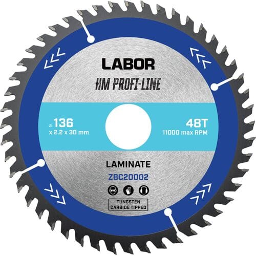 Labor HM cirkelzaagblad laminaat 136x20x2,2mm 48T
