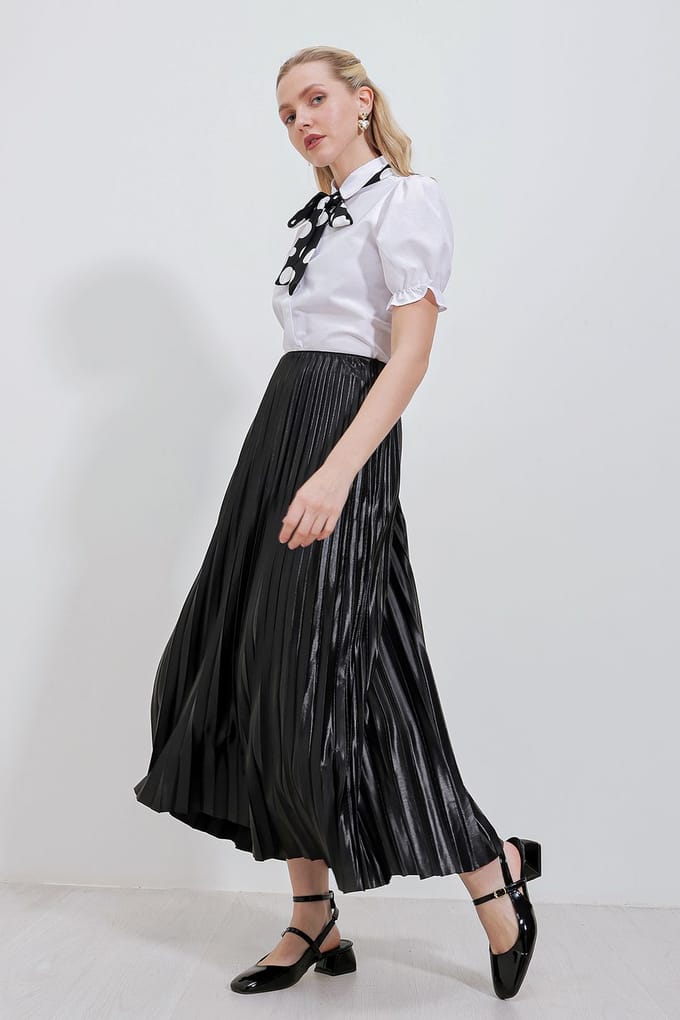 Hoge Taille Maxi Rok met Rimpeldetails