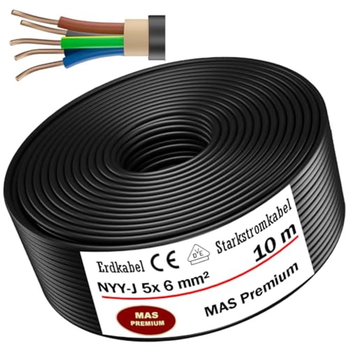 Aardingskabel 5x6 mm² voor Buiten - 5-30 m Elektrische Stroomkabel