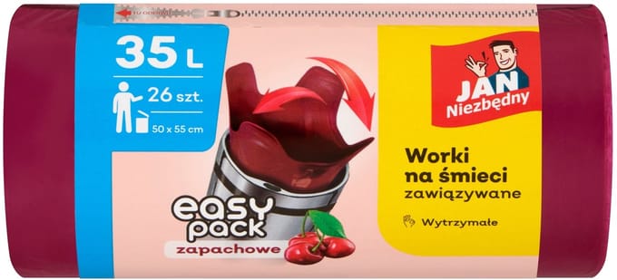 Jan Niezbędny Easy-pack - Afvalzakken - 35L - Geur van Kers - 26 Stuks