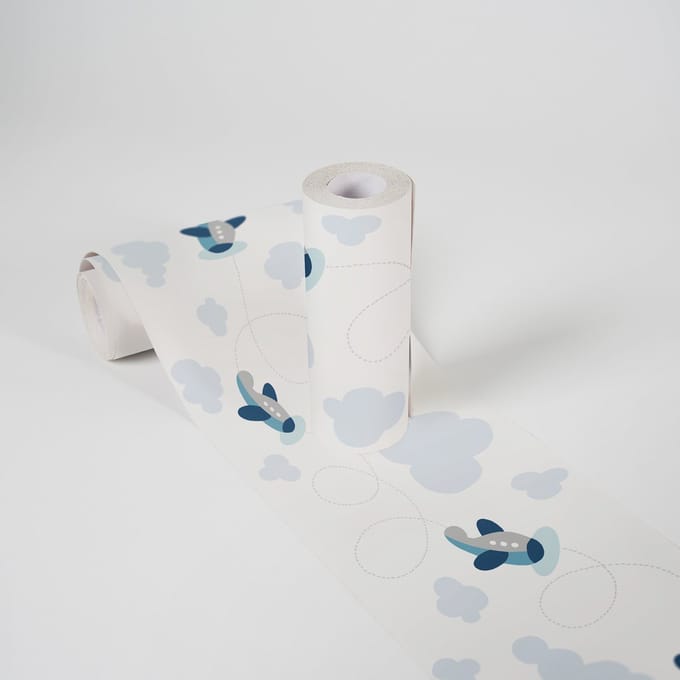 VLIEGTUIGEN BEHANGRAND | Zelfklevend - blauw - A.S. Création Lovely Kids
