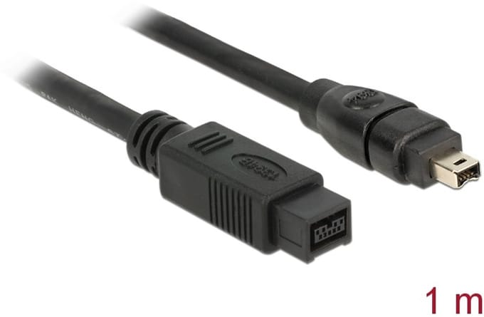 Delock FireWire Aansluitkabel [1x FireWire (400) stekker 4-polig - 1x FireWire (800) stekker 9-polig] 1 m Grijs