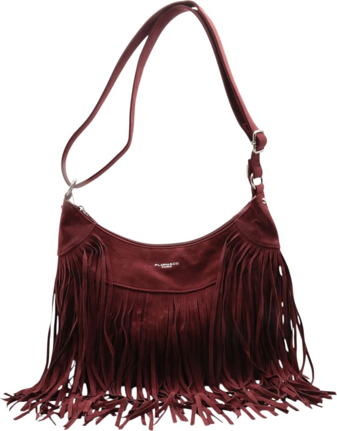 Flora&Co - Handtas - Suede look - bordeaux - rood