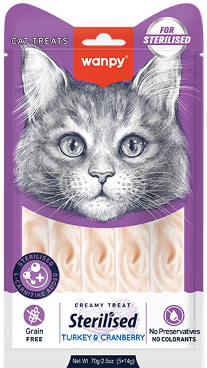 Wanpy - Likbare snack - Sterilised - Kalkoen & Cranberry - 3x 5 stuks