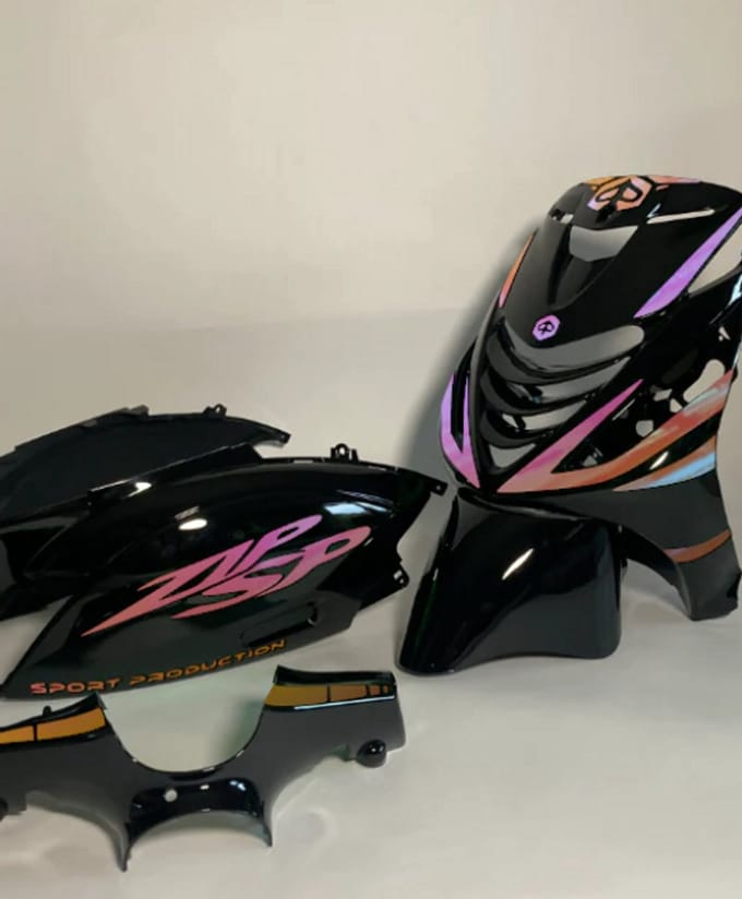 Piaggio Zip Stickerset - Sport Production - Geel/paars cameleon