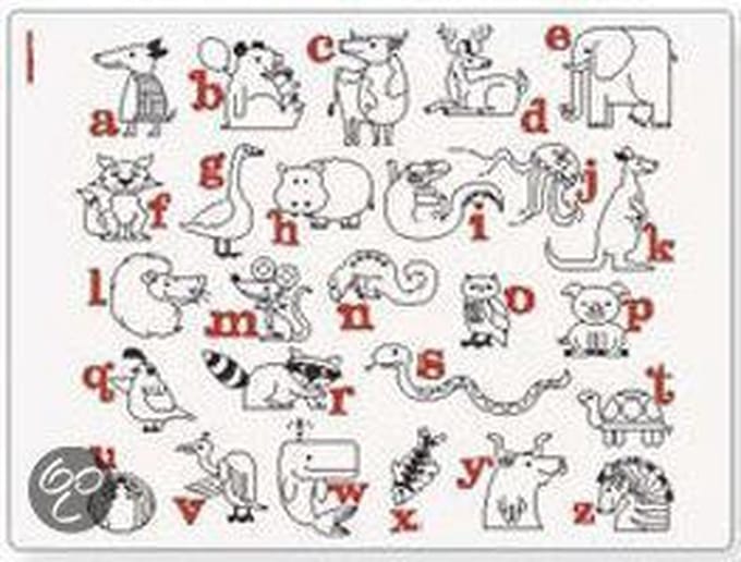 Modern Twist Mark Matz Alphabet Animals Placemat - 40 x 32 cm - Wit