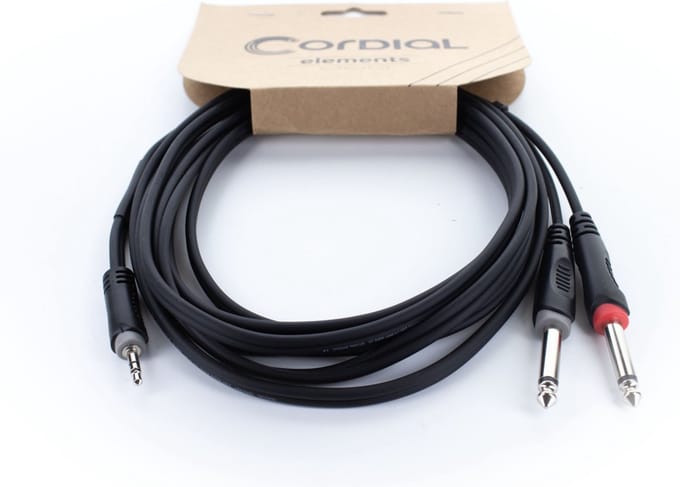 Cordial 14863 Audio Y-adapter [1x Jackplug male 3,5 mm - 2x XLR-stekker 3-polig] PVC-mantel, Tweelingkabel