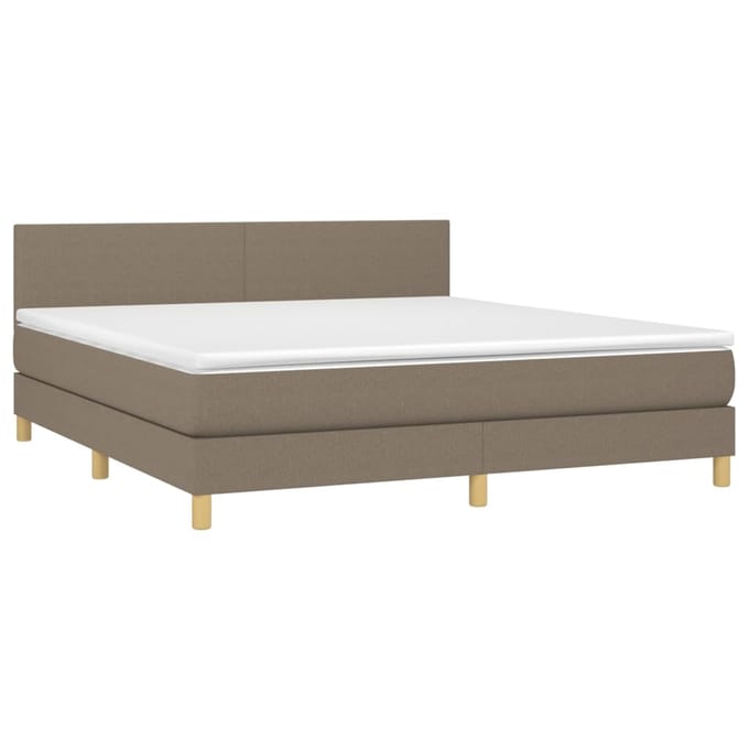 vidaXL - Boxspring - met - matras - en - LED - stof - taupe - 180x200 - cm