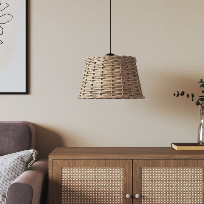 vidaXL - Plafondlampenkap - Ø38x23 - cm - wicker - bruin
