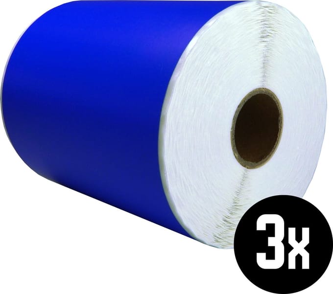DULA Compatible Zebra Labels 102x152mm - 300 etiketten per rol - kern 25mm - Blauw - Permanent - 3 rollen