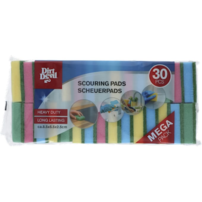Dirt Devil Schuursponsjes - 30x - gekleurd - huishoud/schoonmaak/afwas - sponzen