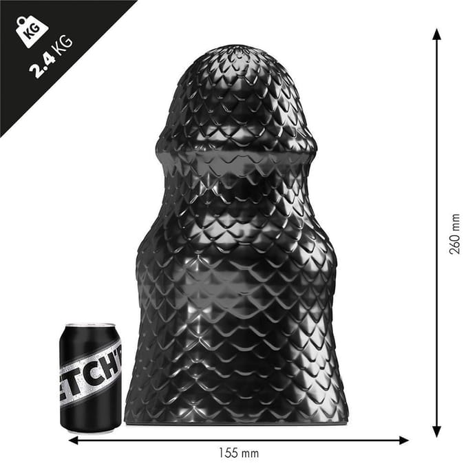 Stretch'r - Scaly - XXL Buttplug - Zwart Metallic XL