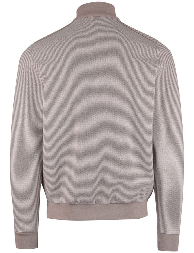 Half zip trui Bugatti grijs wit gestreept