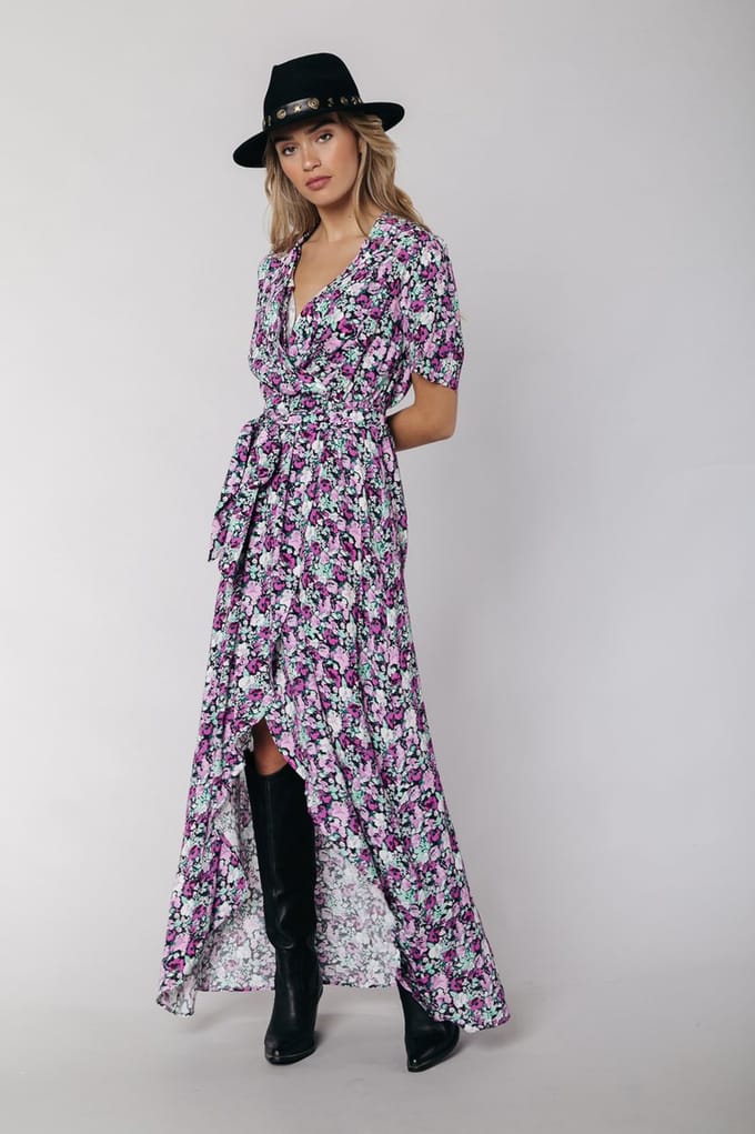 Colourful Rebel Very Scattered Flower Maxi Blazer Collar Jurk - Maat M