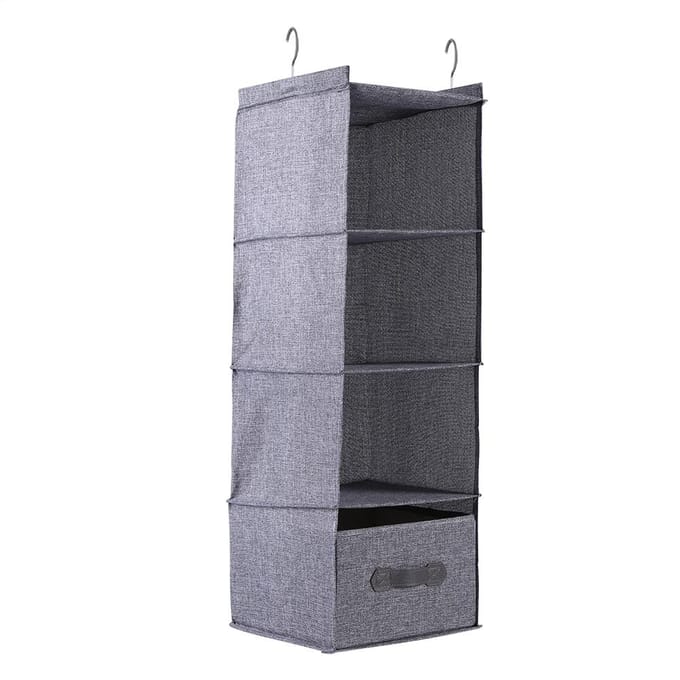 Hangende Kast Organizer Kleding Opberg Houder 4 Planken met Lade (Grijs) gray