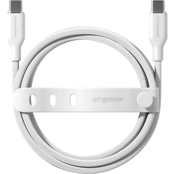 Empower by PanzerGlass Racing USB-C naar USB-C Oplaadkabel - 60W - 2 meter - Silver White