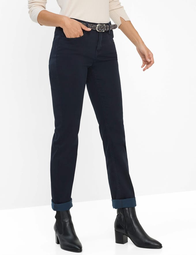 Brax Dames Broek  Style MARY NAVY, donkerblauw, maat 34