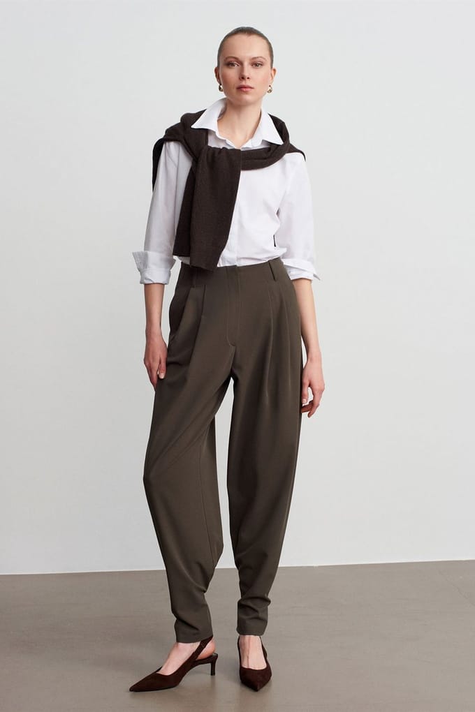 Dames Hoge Taille Wijde Pijpen Crepe Broek