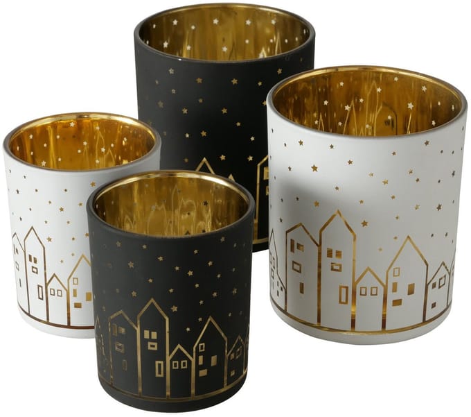 B. Set van 4 lantaarns Little Town zwart-wit - 2012905