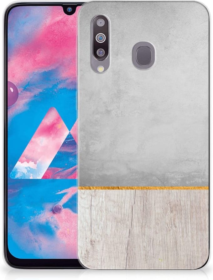 Samsung Galaxy M30 Bumper Hoesje Wood Concrete