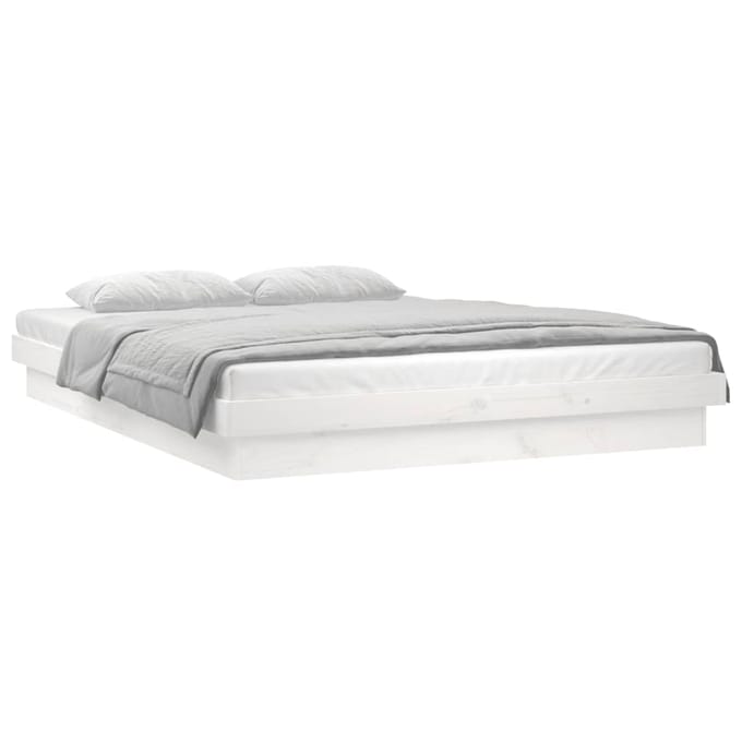vidaXL - Bedframe - LED - massief - hout - wit - 120x190 - cm