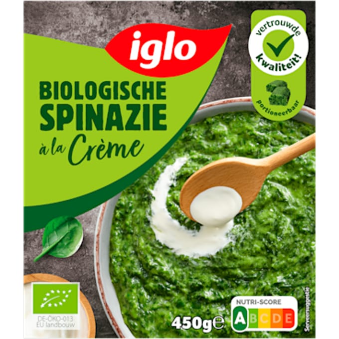 Biologische spinazie a la creme