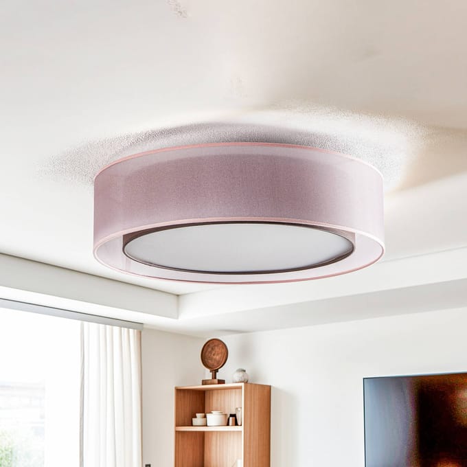 Euluna Tibu plafondlamp, textiel, Ø50cm, aardkleurig
