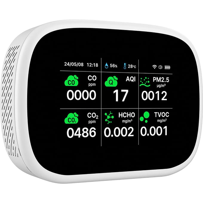 WiFi 11-in-1 Luchtkwaliteitsmonitor Binnenshuis Vochtigheidsmonitor zwart