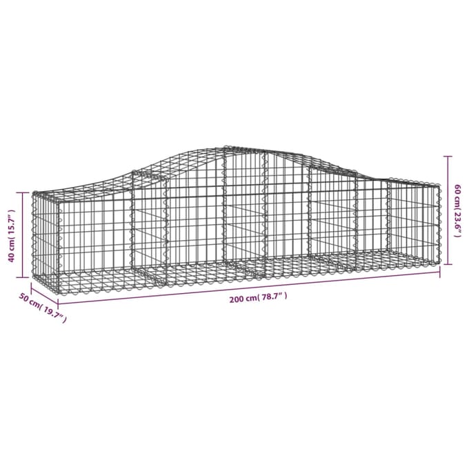 vidaXL - Schanskorven - 13 - st - gewelfd - 200x50x40/60 - cm - gegalvaniseerd - ijzer