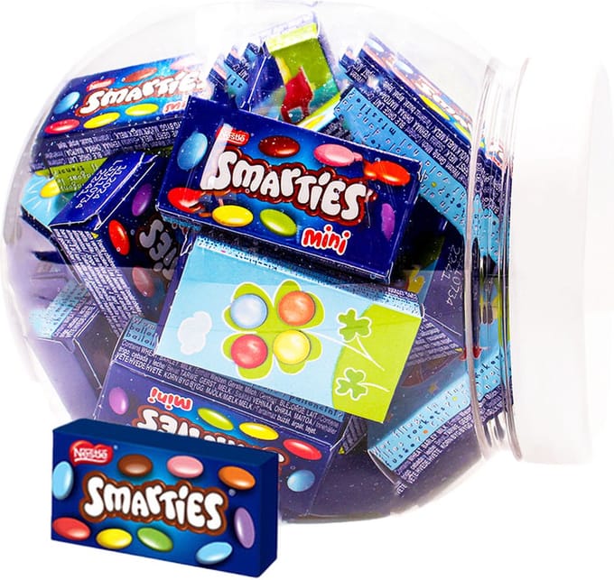 Smarties chocolade - kleurrijke chocoladesnoepjes in cookie jar - 375g