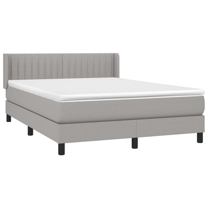 vidaXL - Boxspring - met - matras - stof - lichtgrijs - 140x200 - cm