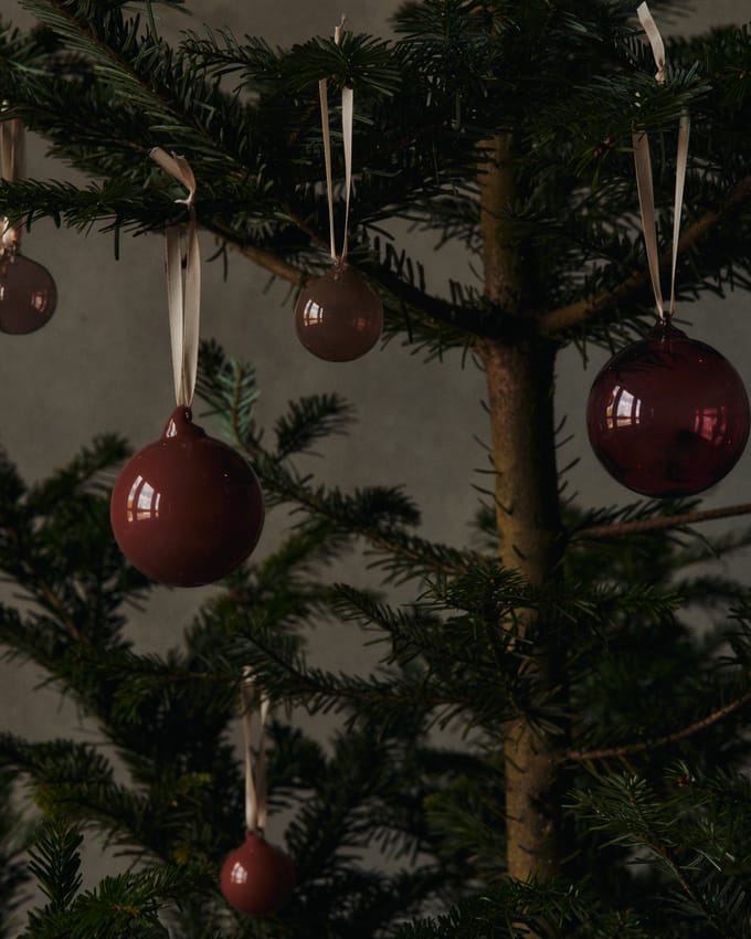 Ferm Living Glazen Baulbes kerstballen - roseate translucent - M