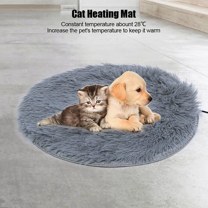 Peluche Quatre Saisons Interface de Charge USB Couverture Chauffante Électrique pour Animaux de Compagnie Tapis Chauffant pour Petits Chiens gris argent
