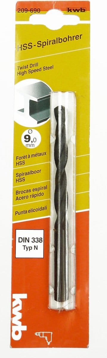 kwb HSS DIN 338 Typ N Spiraalboor, 9 mm (209690)