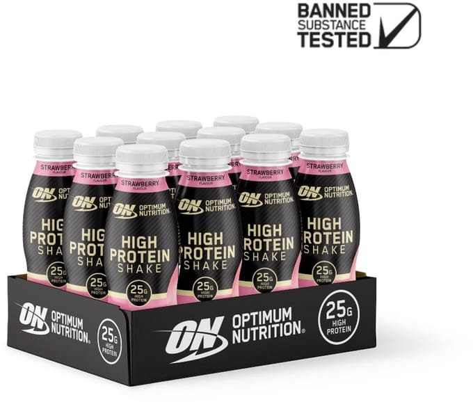 Optimum Nutrition High Protein Shake Elite Series - Stawberry - 12 x 330ml - Ready to Drink Whey Protein - Eiwitshake