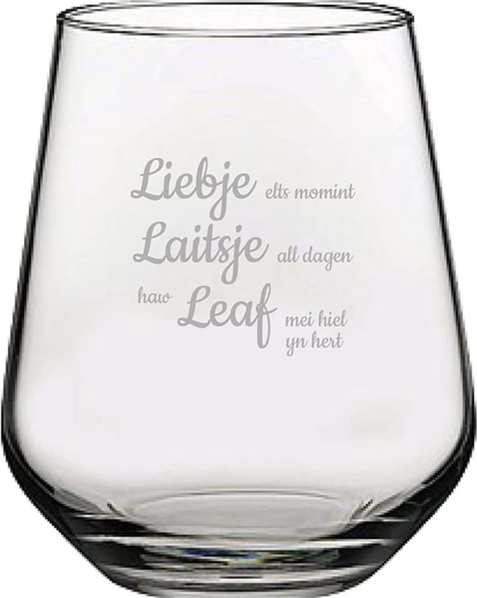Drinkglas gegraveerd - 42,5cl - Liebje Laitsje Leaf