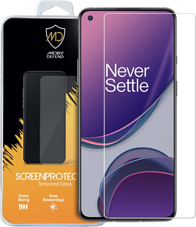 MobyDefend Screenprotector - Geschikt voor OnePlus 8T - Case-Friendly Screensaver - Gehard Glas