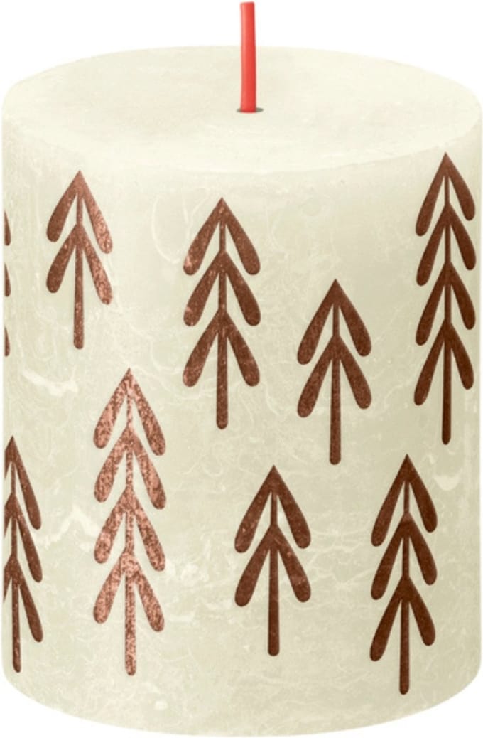 Bolsius - Rustiek stompkaars - Printed - 80/68 - 1 Stuk - Soft Pearl