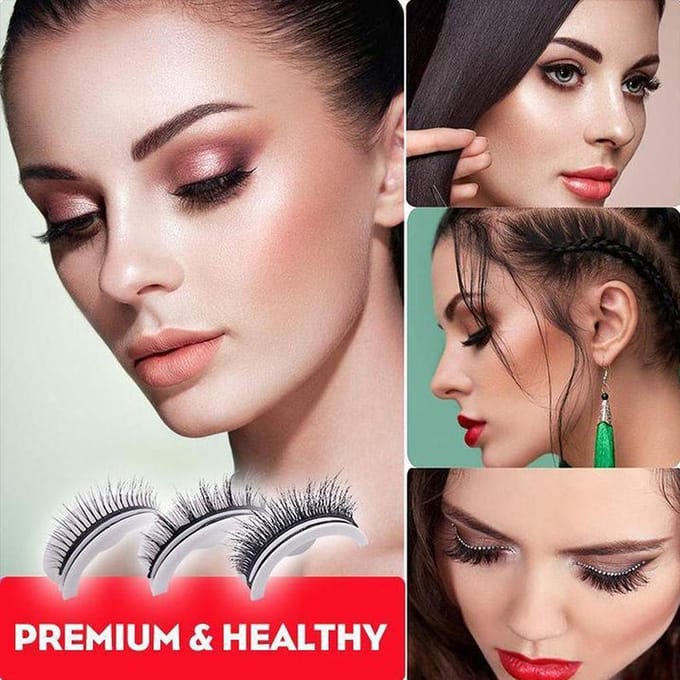 3 paires de cils auto-adhésifs sans colle, Extensions de cils réutilisables, Long Volume, aspect naturel, cadeau gray