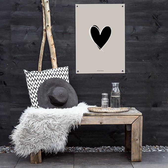 MOODZ design | Tuinposter | Buitenposter | Hart | 70 x 100 cm | Zand