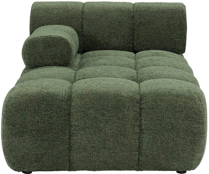 Vente-unique Chaise longue links met armleuning in groen gemêleerde stof FACIVIL