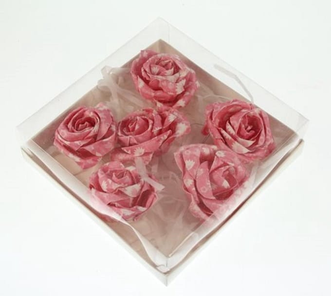 Doosje bloem fuchsia 6 stuks 7.5x4cm