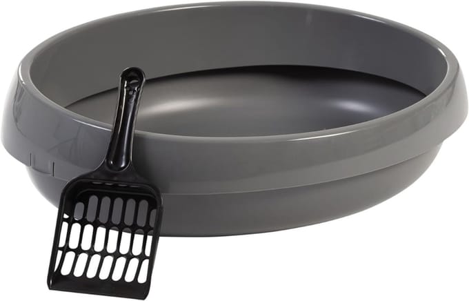 Core® Open Kattenbak - Kattenbak met Rand - Kattentoilet Met Schepje - Grijs - 48cm x 38cm x 13cm