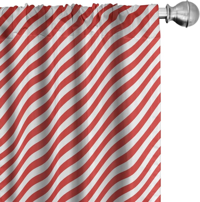 ABAKUHAUS Snoepstokgordijnen – 2x75x245 cm – Microvezel – Rood-Wit