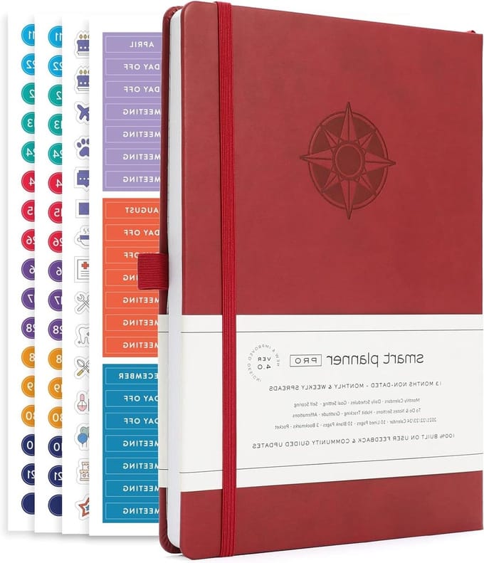 Productiviteitsplanner - Dagplanner Organizer - Doelen Bereiken - Ongedateerde Lay-out - Medium B5 - Rood