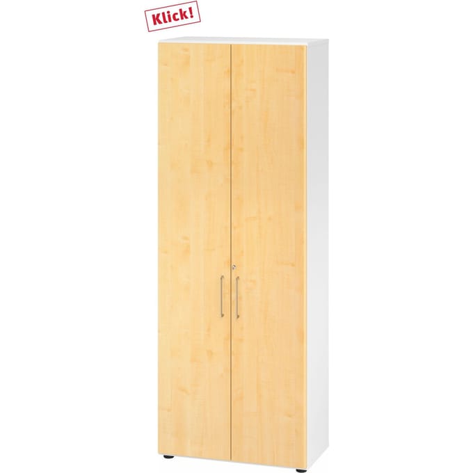 Kasten Breno, 6 OH, afsluitbaar, 28 kg per plank, B 800 x D 420 x H 2156 mm, wit/mapulier