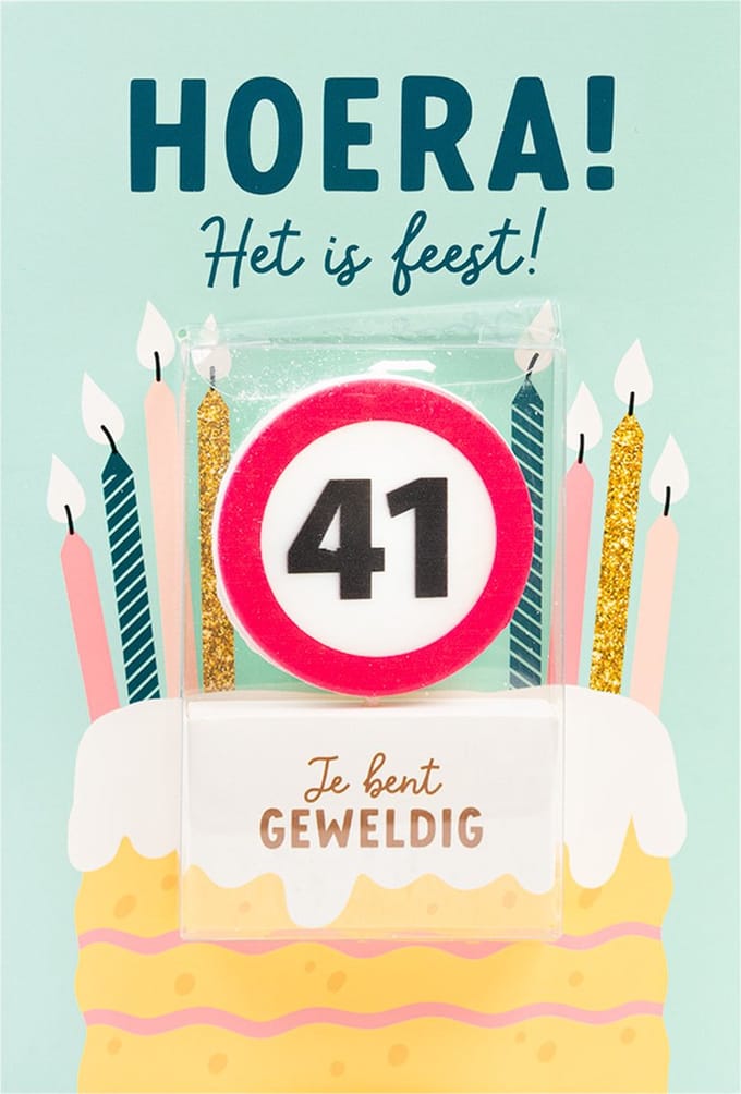 Verjaardagskaart met kaars | 41 jaar | Je bent geweldig