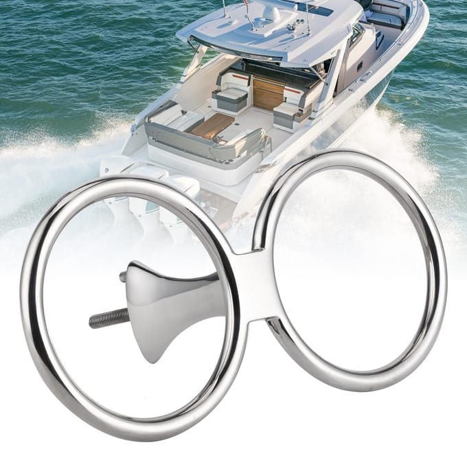 316 RVS Dubbele Ring Bekerhouder Drank Drankhouder voor Marine Boot Jacht Auto RV gray