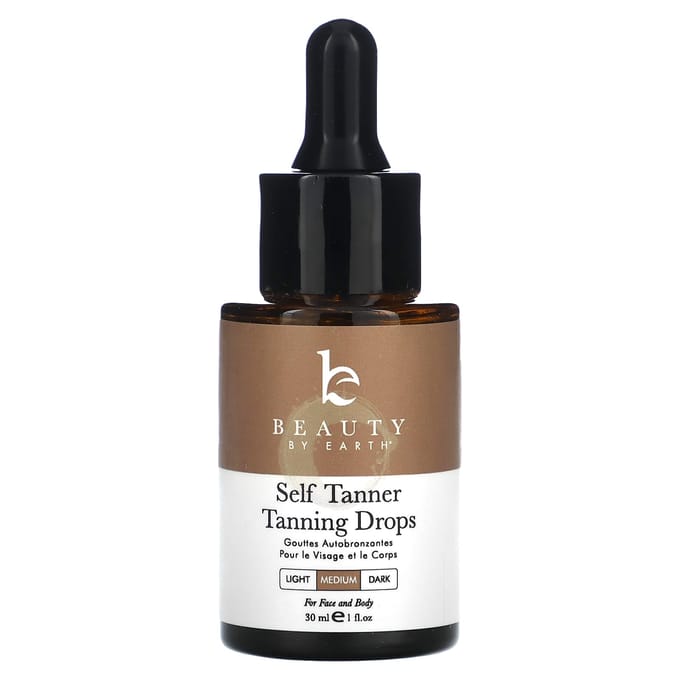 Beauty By Earth, Self Tanner Tanning Drops, Medium, 1 fl oz (30 ml) black