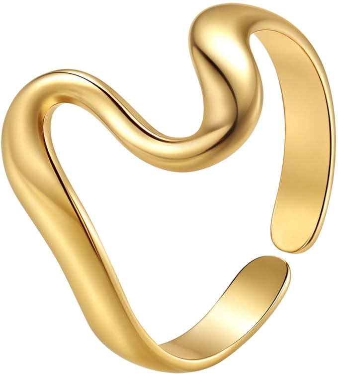Hey Happiness Zachte Hartvorm Open Ring – Roestvrij Staal 18K Goud Verguld – Verstelbare Ring – Waterproof